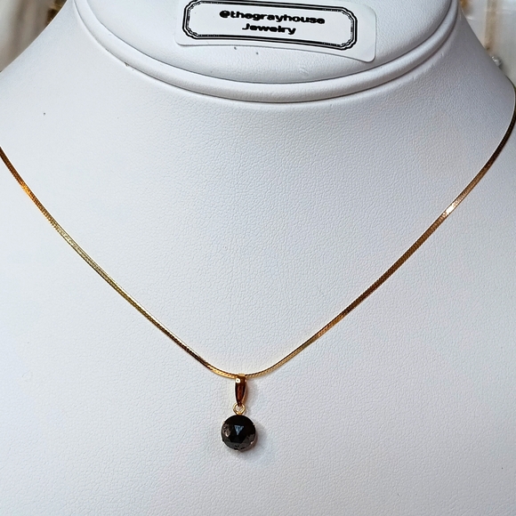 18K Black Diamond Necklace Pendant Size Chain